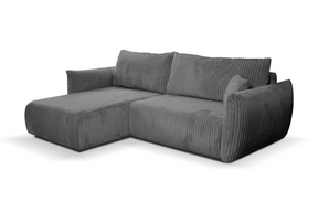 Divano letto angolare in tessuto cannettato Parigi 257x111/177 cm