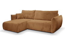 Divano letto angolare in tessuto cannettato Parigi 257x111/177 cm