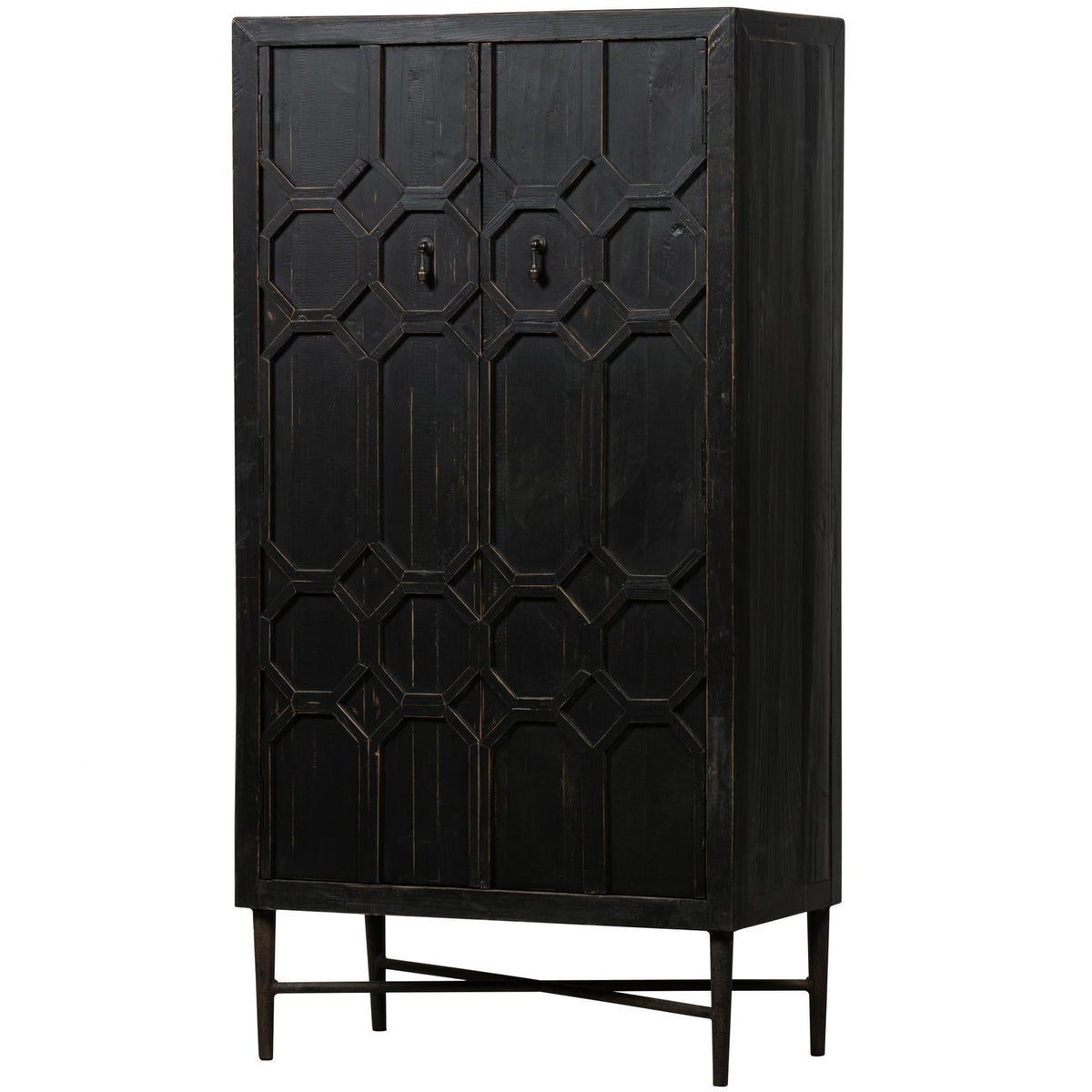 Credenza 2 ante in legno di pino naturale nero Bequest 143x75 cm