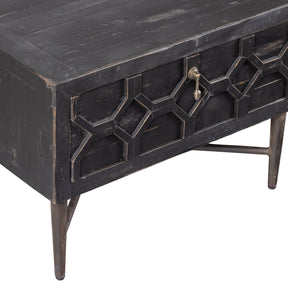 Tavolino 2 cassetti in legno di pino nero Bequest 46x120 cm