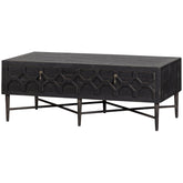 Tavolino 2 cassetti in legno di pino nero Bequest 46x120 cm