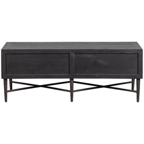 Tavolino 2 cassetti in legno di pino nero Bequest 46x120 cm