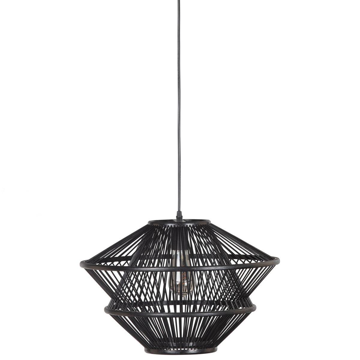 Lampada a sospensione in bambù nera Bamboo 31x46 cm