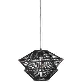 Lampada a sospensione in bambù nera Bamboo 31x46 cm