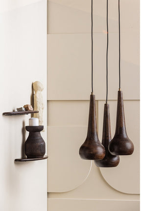 Lampada a sospensione in legno noce Tumble 150x33 cm