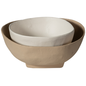 Set 2 ciotole in alluminio sabbia/bianco Seal Up 10x21 cm