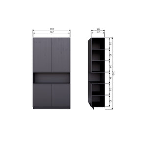 Credenza 4 ante in legno di pino nero Finca