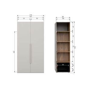 Cappottiera 2 ante 2 cassetti in legno Rens 210x110 cm