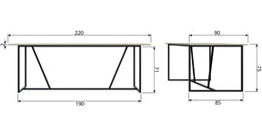Tavolo da pranzo in legno di frassino Silas 220x75 cm