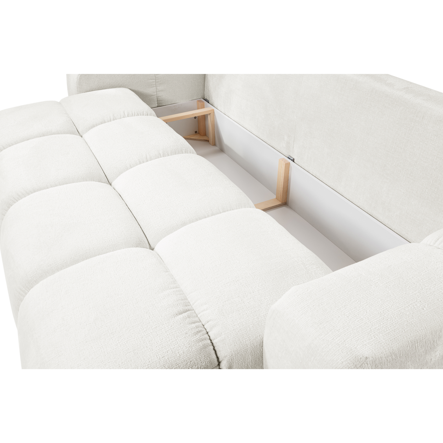 Divano letto in tessuto cannettato Vienna 259x99/149 cm