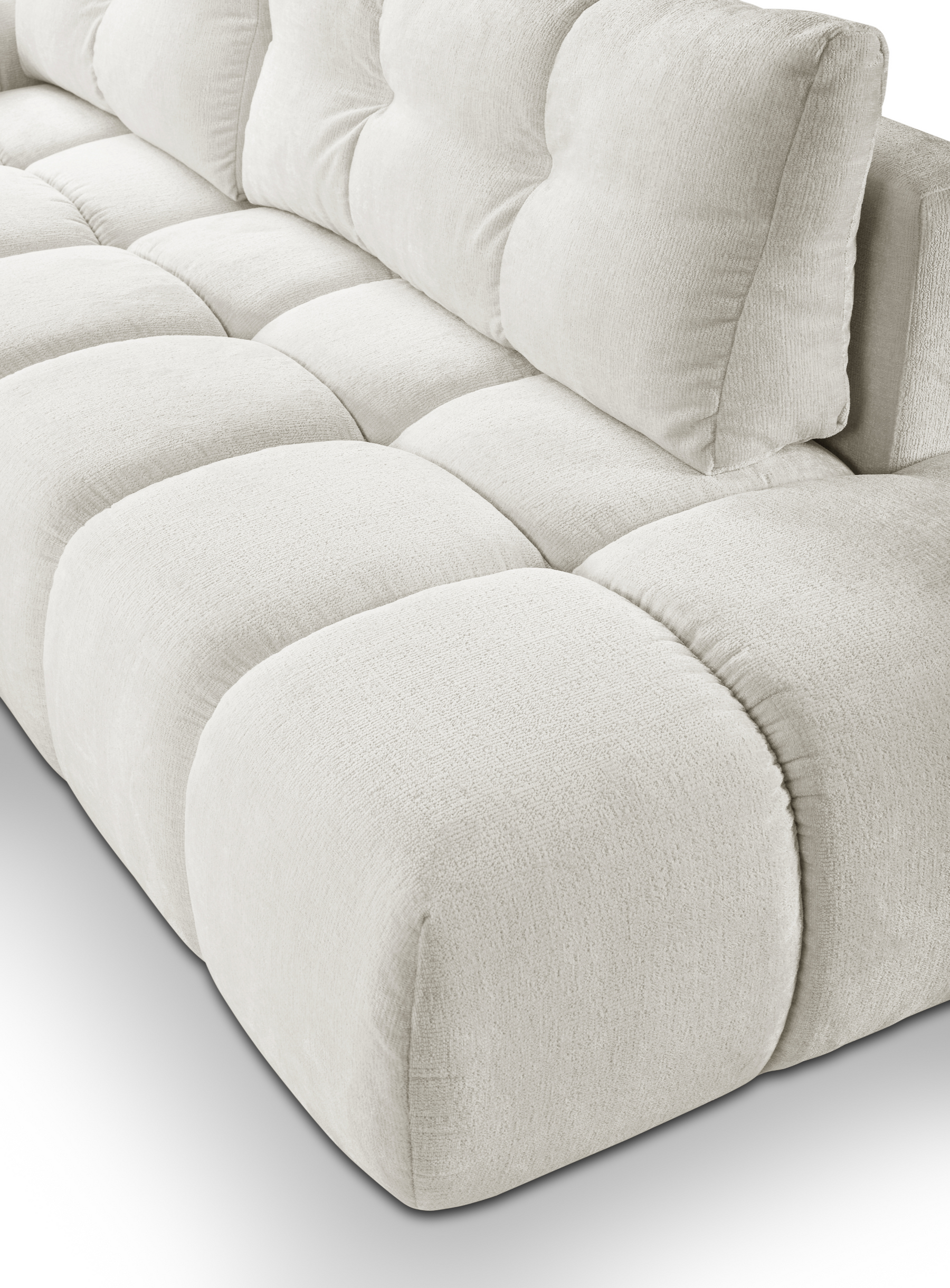 Divano letto angolare in tessuto cinigliato bianco Vienna 286x177 cm