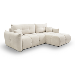 Divano letto angolare in tessuto bouclè Dublino 257x111/177 cm