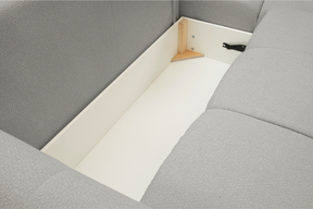 Divano letto angolare in tessuto bouclè Dublino 257x111/177 cm