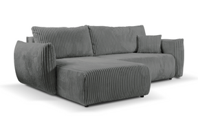 Divano letto angolare in tessuto cannettato Parigi 257x111/177 cm