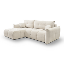 Divano letto angolare in tessuto bouclè Dublino 257x111/177 cm