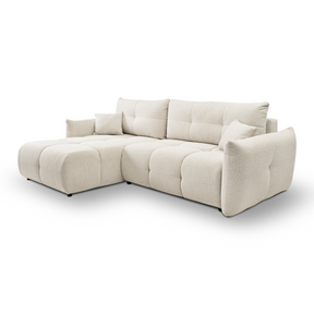 Divano letto angolare in tessuto bouclè Dublino 257x111/177 cm