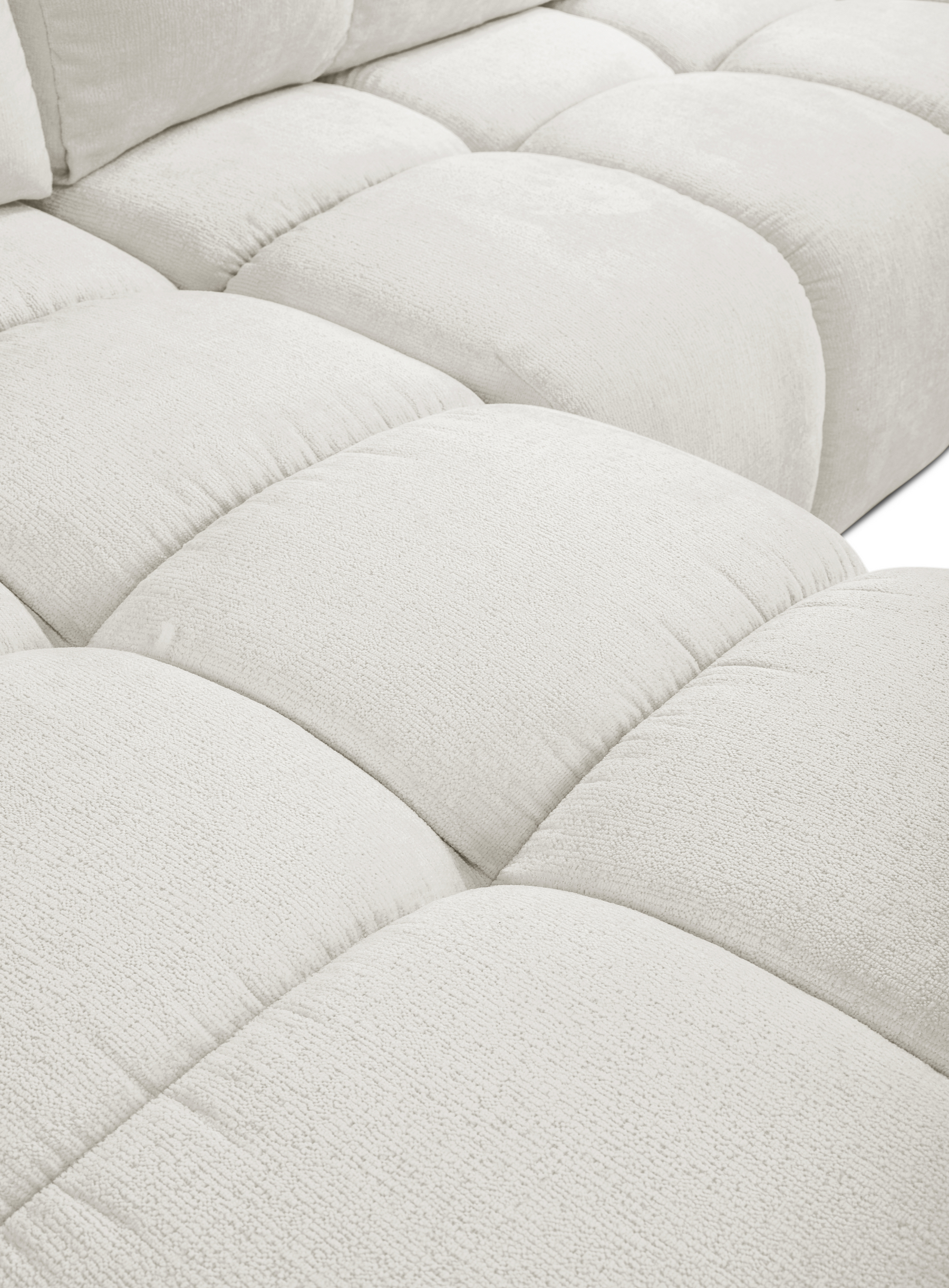 Divano letto angolare in tessuto cinigliato bianco Vienna 286x177 cm