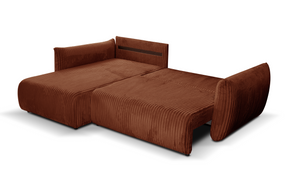 Divano letto angolare in tessuto cannettato Parigi 257x111/177 cm