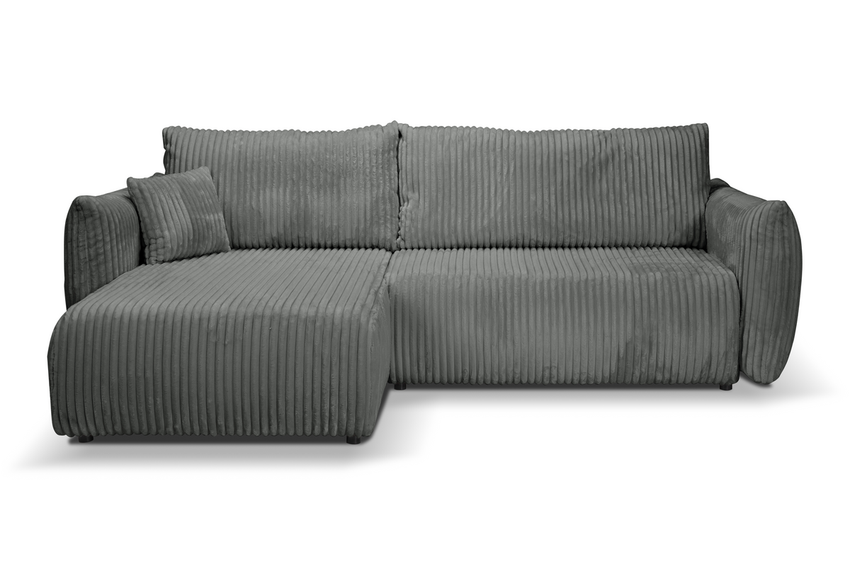 Divano letto angolare in tessuto cannettato Parigi 257x111/177 cm