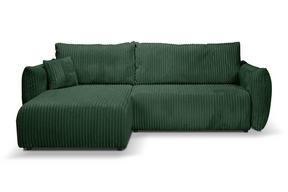 Divano letto angolare in tessuto cannettato Parigi 257x111/177 cm