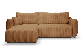 Divano letto angolare in tessuto cannettato Parigi 257x111/177 cm