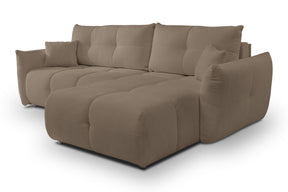 Divano letto angolare in tessuto cinigliato Dublino 257x111/177 cm