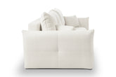 Divano letto in tessuto bouclè bianco Lisbona 245x110/144 cm