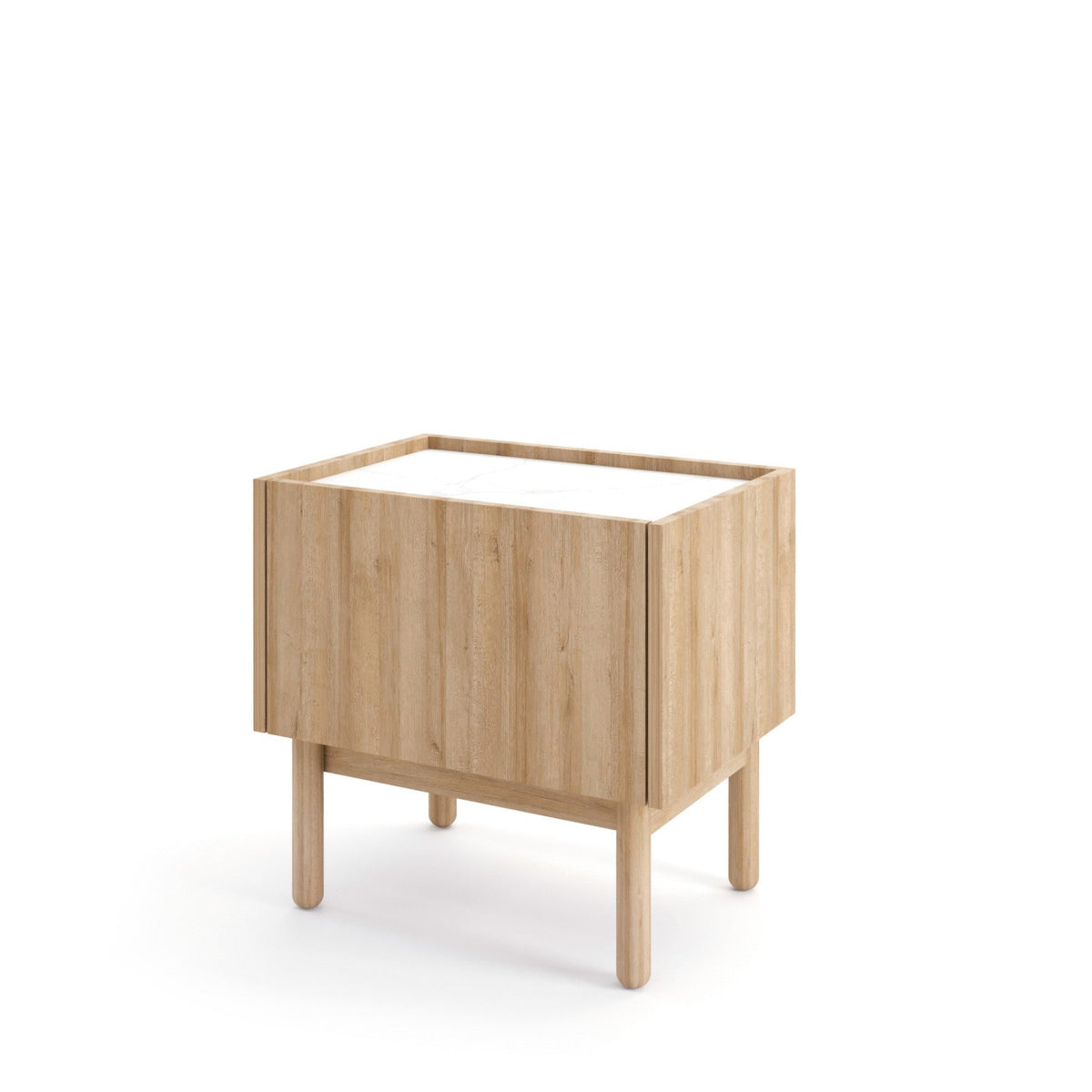 Comodino 1 cassetto in legno laminato rovere Arnesia 50x48 cm