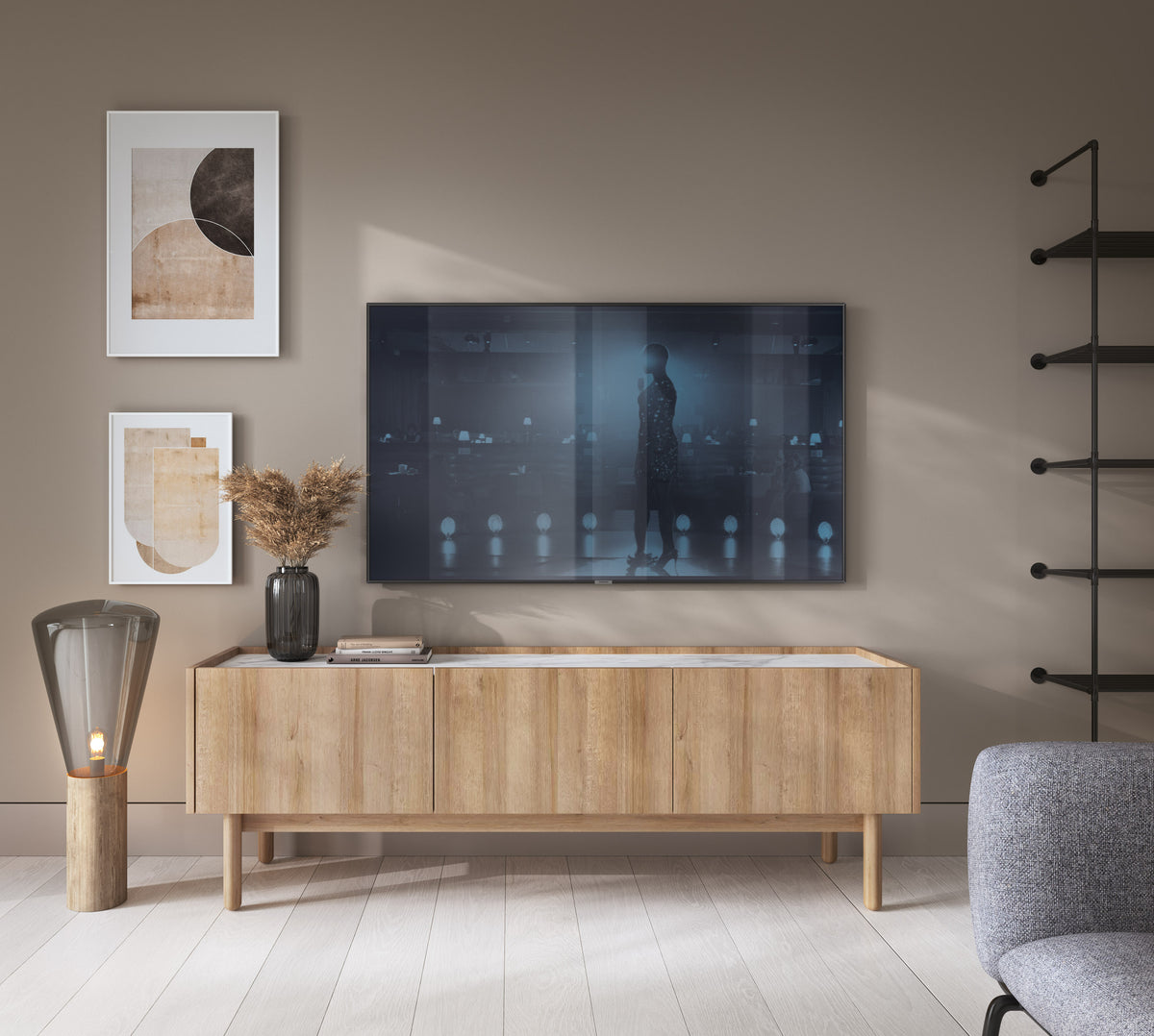 Mobile TV 3 ante in legno laminato Arnesia 144x48 cm