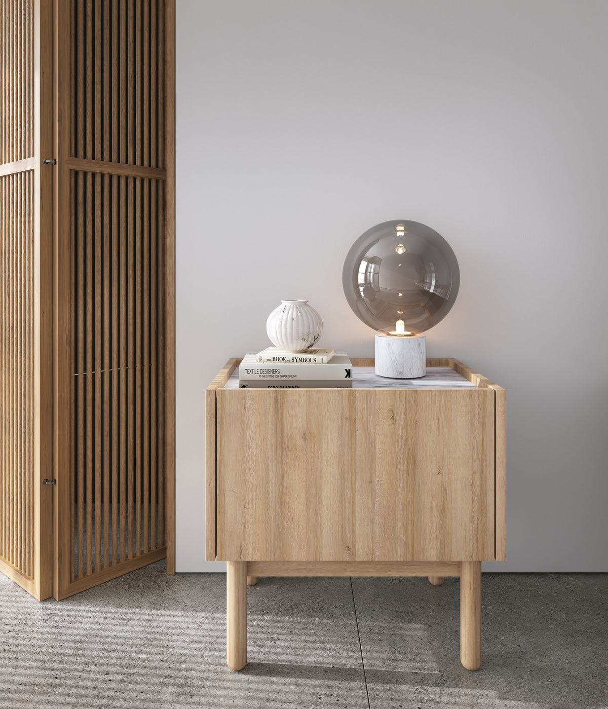 Comodino 1 cassetto in legno laminato rovere Arnesia 50x48 cm