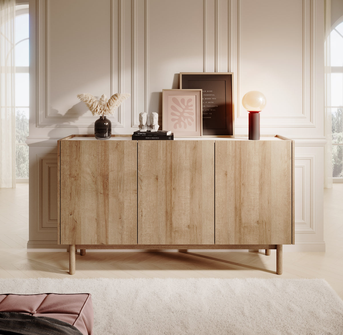 Madia 3 ante in legno laminato Arnesia 144x83 cm