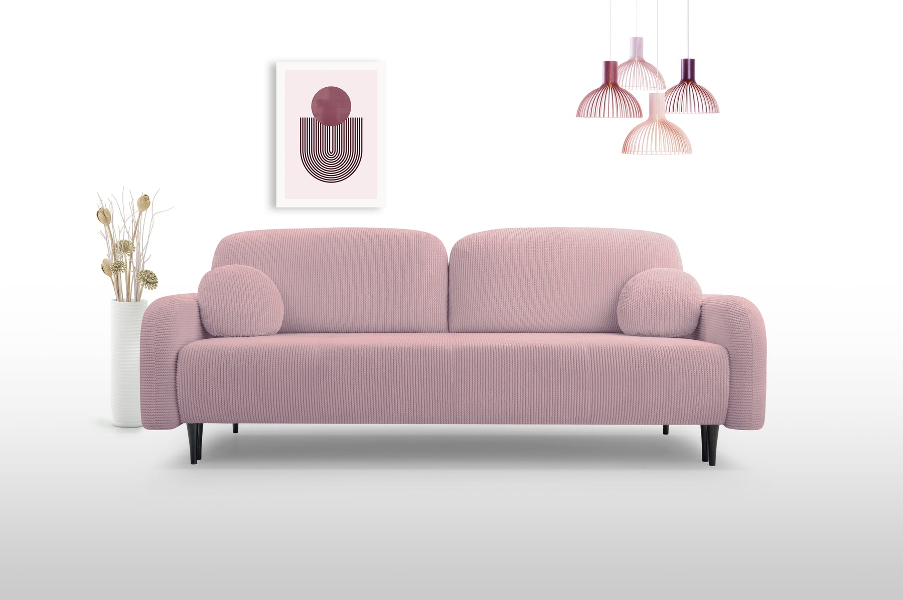 Divano letto in tessuto cannettato Tokyo 230x102 cm