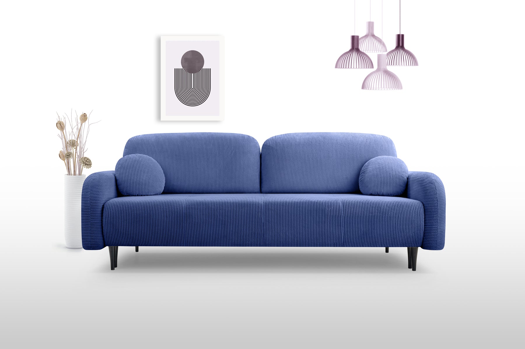 Divano letto in tessuto cannettato Tokyo 230x102 cm