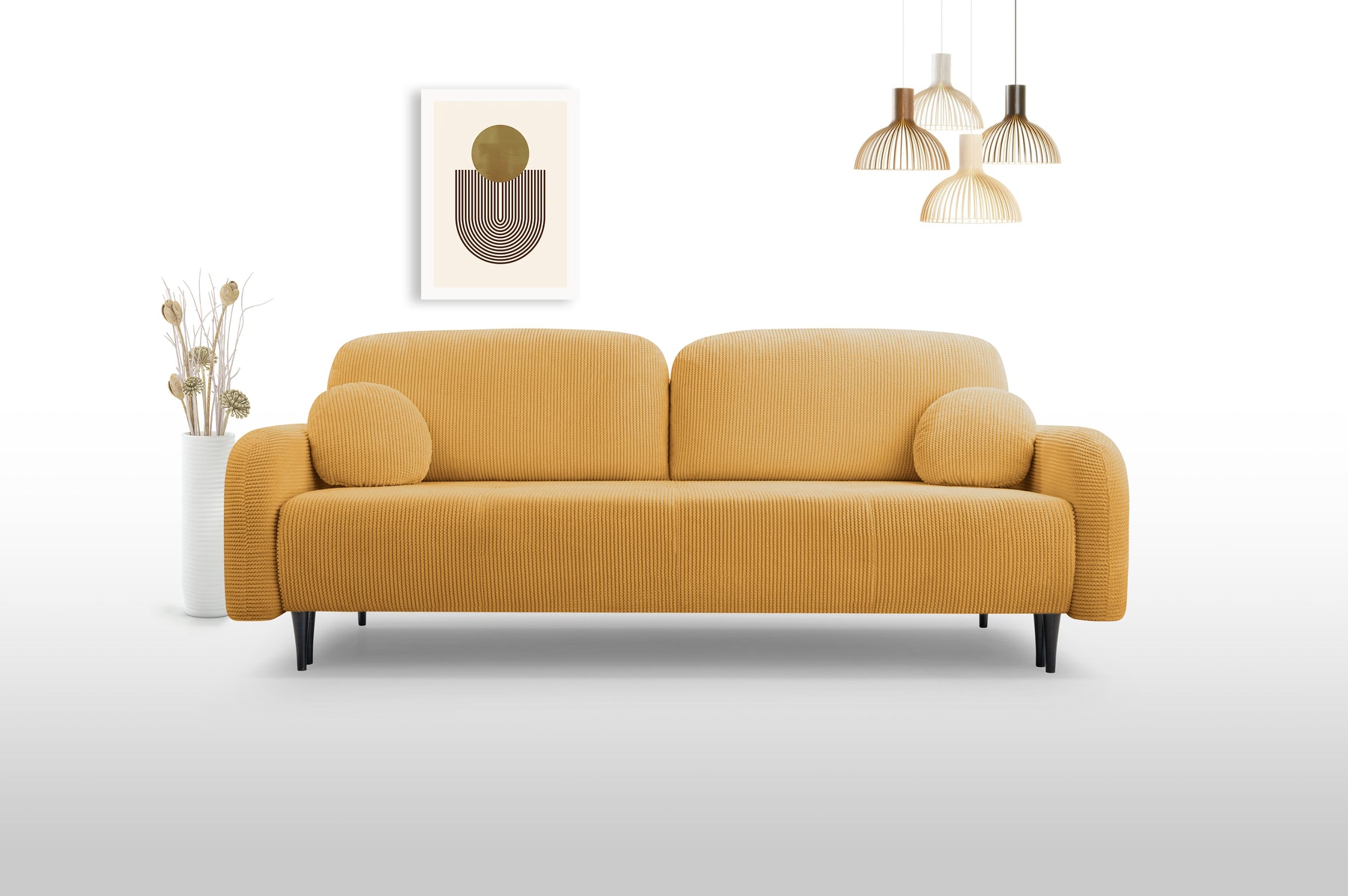 Divano letto in tessuto cannettato Tokyo 230x102 cm