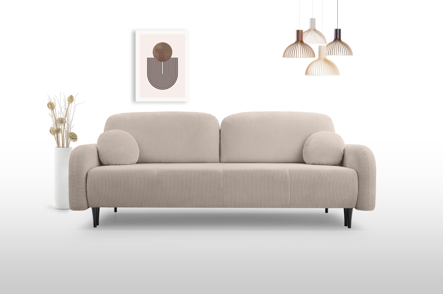 Divano letto in tessuto cannettato Tokyo 230x102 cm