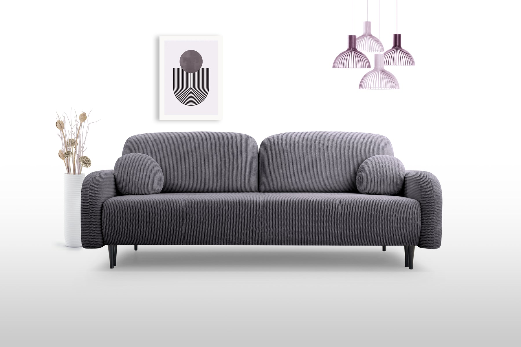 Divano letto in tessuto cannettato Tokyo 230x102 cm