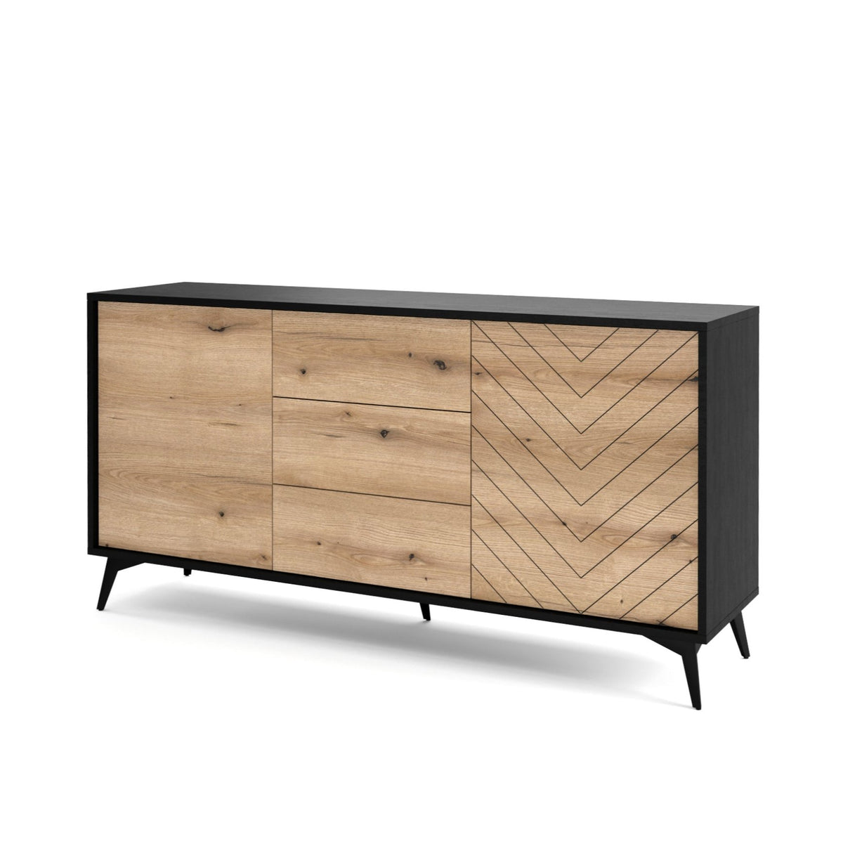 Madia 2 ante 3 cassetti in legno laminato con piedi in metallo Evoke 154x77 cm