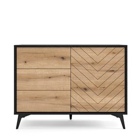 Madia 1 anta e 3 cassetti in legno laminato con piedi in metallo Evoke 104x77 cm