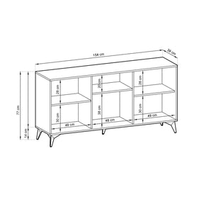 Madia 3 ante in legno laminato con piedi in metallo Evoke 154x77 cm