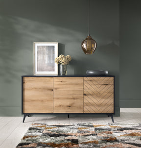 Madia 3 ante in legno laminato con piedi in metallo Evoke 154x77 cm
