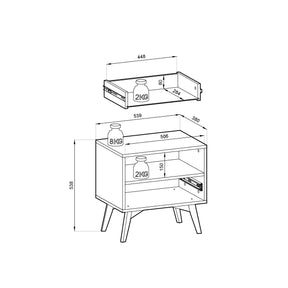 Comodino 1 cassetto 1 in legno laminato Vanity 54x54 cm