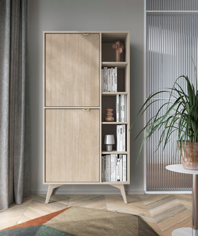 Credenza 2 ante 5 ripiani a giorno in legno laminato Vanity 80x160 cm