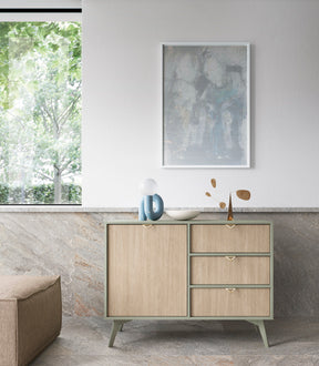 Madia 1 anta e 3 cassetti in legno laminato Vanity 106x80 cm