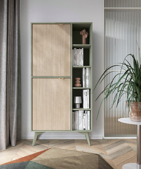 Credenza 2 ante 5 ripiani a giorno in legno laminato Vanity 80x160 cm