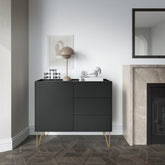 Credenza 1 anta 3 cassetti con piano effetto marmo Margo 97x83 cm