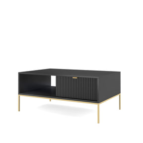 Tavolino con piedi in metallo 1 cassetto ed 1 vano in legno laminato Miseno 104x68 cm
