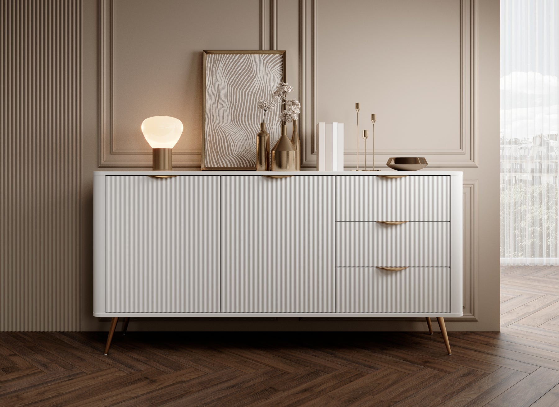 Madia con 2 ante e 2 cassetti Essenza 163x81 cm