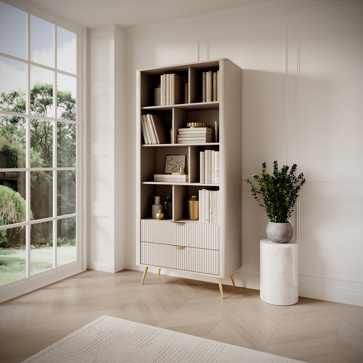 Libreria con 2 cassetti Essenza 88x193 cm