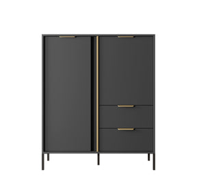 Credenza con 2 ante e 2 cassetti antracite Venere 103x123 cm