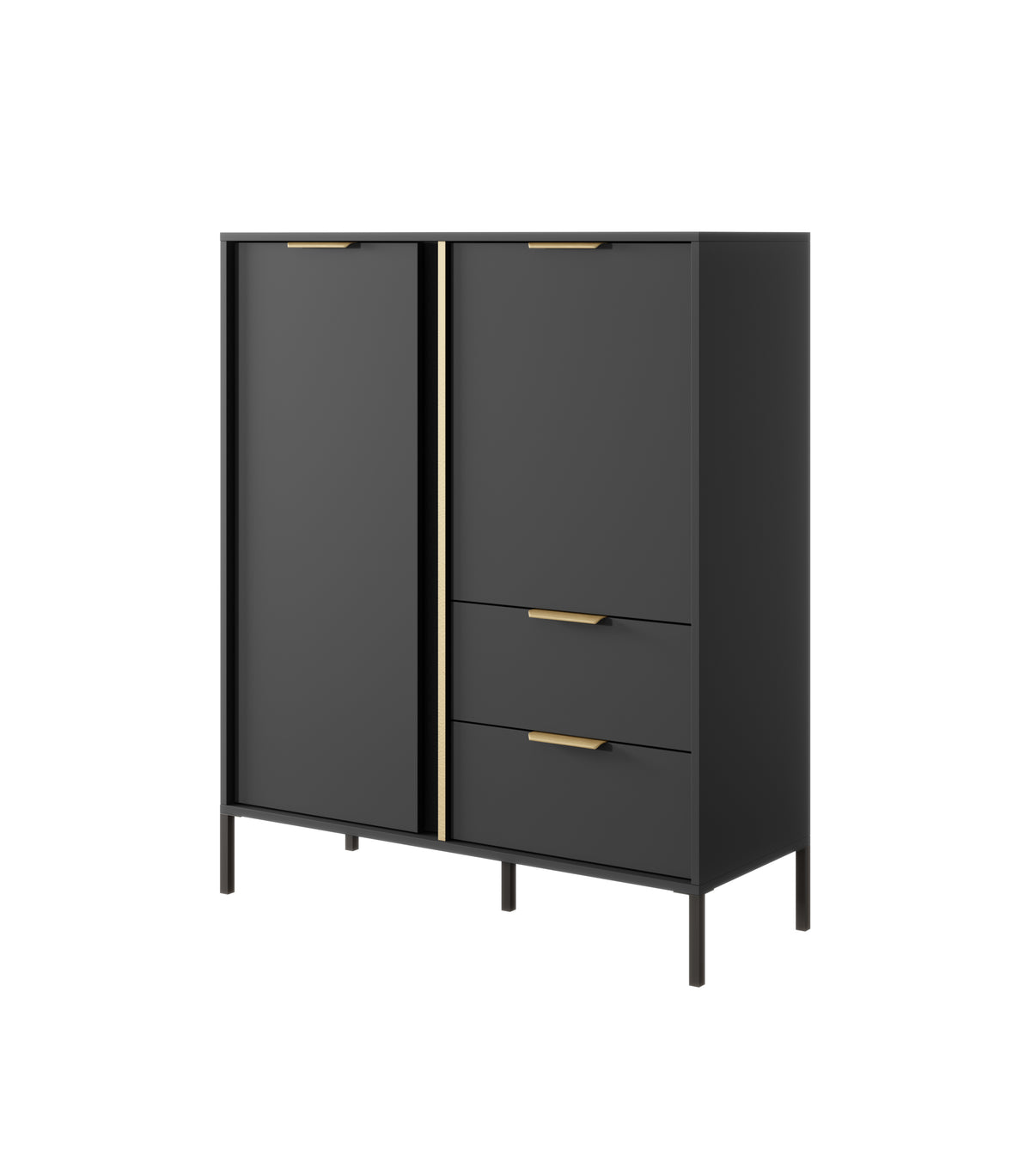 Credenza con 2 ante e 2 cassetti antracite Venere 103x123 cm